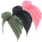 Qianmome Afrikanischer Turban Donuts Knoten vorgebundene Motorhaube Beanie Cap Headwrap Stirnband für Frauen, Grün, Schwarz, Rosa, Medium