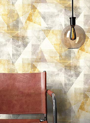 NEWROOM Tapete Gelb Vliestapete Dreiecke - Mustertapete Grafisch Grau Weiß Muster Grafiktapete Industrial inkl. Tapezier-Ratgeber