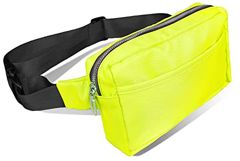 Bauchtasche Gürteltasche Hüfttasche Hip Bag 3 Fächer Verstellbarer Gurt Bauchtasche Damen Herren Wandern Joggen Laufen Radfahren Reisen Festival Party Mode (neon Gelb)