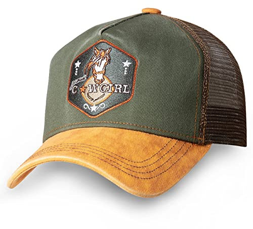 STARS & STRIPES Trucker Cap Proud Cowgirl – 3-farbige Western-Cap mit Bestickung & Used-Look