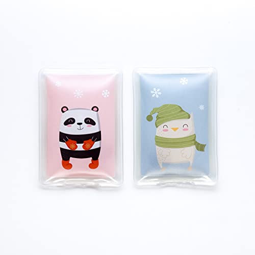 schöne Handwärmer I Wiederverwendbare Taschenwärmer I tolle Muster I Verschiedene Designs (2er Set Eule & Panda)