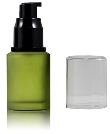 ericotry 1PCS 60ml/2oz Green Empty Glass Pump Lotion Bottle Cosmetic Container Essence Emulsion Sample Dispenser with Black Pump Head and Anti-Dust Cap