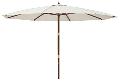 vidaXL Ombrellone da Giardino con Palo in Legno Sabbia 400x273 cm