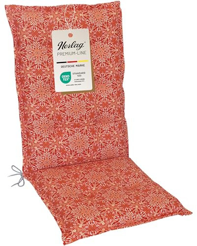 Herlag Gartenmöbelauflage Valeria Hochlehner 123x50x7,5cm | Sitzauflage Mandala-Muster | Polsterauflage Klappsessel | Gartenstuhlauflage Design-Edition | Öko Tex 100 | 1 Polster | Orange Mandala