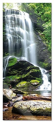 Pixxprint Glasbild Panorama, Wandbild aus Echtglas, Wasserfall, 120x50 cm, inkl. Aufhängung und Abstandshalter