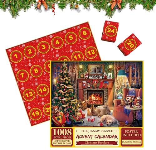 Adventskalender 2023 Weihnachts Jigsaw Puzzle, Weihnachtskrippe Nativity Scene Jigsaw Puzzle Advent,1008 Teile Weihnachten Adventskalender Countdown 24 Tage Puzzles Geschenke für Erwachsene und Kinder
