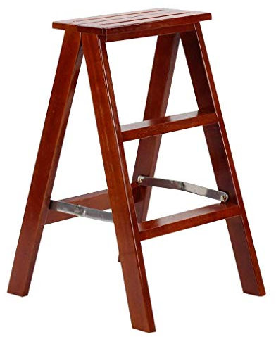 OBong Indoor-Kletterhocker, Tritthocker, hohe Pedalbank, klappbare Treppe, Stuhl, 3 Stufen, Holzleiter, Hausgarten, Werkzeug, Bibliothek, Büro, Dachboden/B (A)