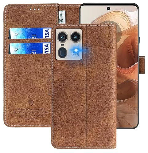 FMPCUON Funda Libro para Motorola Edge 50 Ultra,Carcasa Motorola Edge 50 Ultra Cierre Magnético,Capa Motorola Edge 50 Ultra Plegable Cartera Flip Protección Cover Case Étui,Marrón