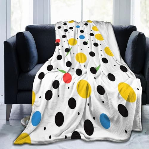Mexpekil Decke mit gelb-schwarzen Punkten, weiche, gemütliche Überwurfdecke, flauschige Flanell-Fleecedecke für Sofa, Bett, Camping, Reisen, 125 x 100 cm