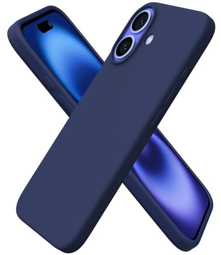ORNARTO Compatible with iPhone 16 Case 6.1, Slim Liquid Silicone 3 Layers Full Covered Soft Gel Rubber 16 Phone Cases Cover 6.1 inch-Navy Blue