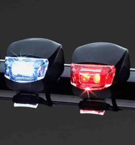 Novaease 2x LED Bike Lights, Black Silicone, Front White and Rear Red, Clip-On, Waterproof, Silicone, Ultra Bright, Handlebar Mount, Set of 2 White Red LED Light