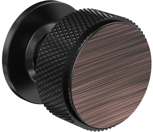 FURNIWARE Pack of 10 Knurled Cabinet Knobs, Oil Rubbed Bronze Cabinet Knobs, Solid Cupboard Handles with 2 Sizes Screws, Round Single Hole for Kitchen, Dresser, Wardrobe, Chest of Drawers, Furniture