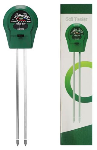 AABDTYYD Misuratore PH Terreno e Igrometro Piante, 3-in-1 Strumento per Giardino/Interni, Sensore Verde umidità con Analisi Fertilità, 255x60x35mm Compatto (80g)