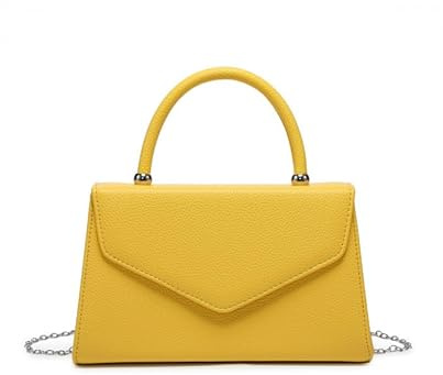 JFY Top Handle Pu Clutch Bag (Yellow)
