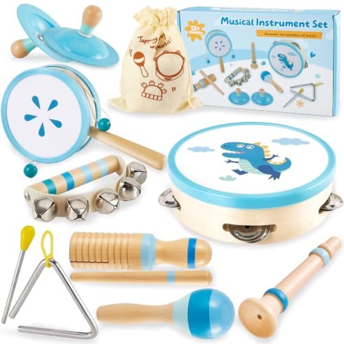 HERSITY Instruments de Musique Percussion Jouet Musicaux Bebe en Bois 1 an+ | Jouet en Bois Montessori, Cadeau Anniversaire pour Enfants Fille Garçon, Convient pour Maison, Soirée Musicale, Enseignement
