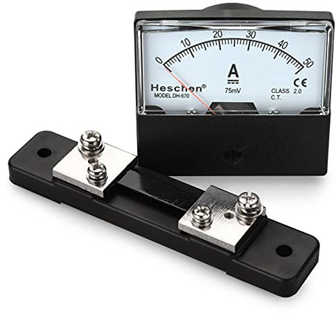 Heschen Amperometro Tester rettangolare da pannello DH-670 DC 0 – 50 di classe 2,0 con Shunt.