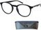 Klassische Nerd Lesebrille mit großen Runden Gläsern - mit Gratis Etui, Kunststoff Rahmen (Schwarz), Brille mit Sehstärke, Lesehilfe Damen und Herren +2.5 Dioptrien