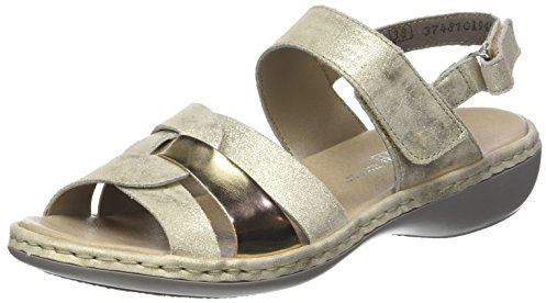 Rieker Femmes 659L5-62 Sandales Bride Arriere, Beige (Nude/LightGold), 39 EU