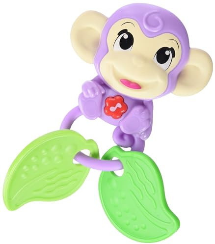 Simba 104010192 - ABC Affen Musikrassel, 2 sensorische Elemente, mit Musikfunktion, 17cm, Babyspielzeug, ab 6 Monate