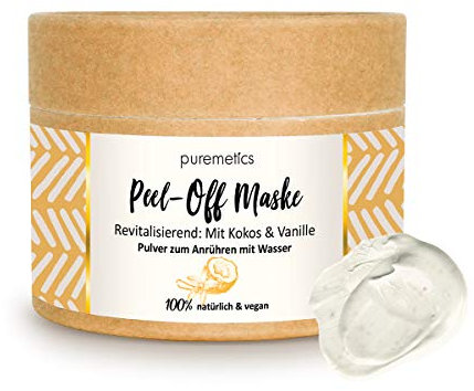 puremetics Peel-Off Maske Cocos Vanille (65g = 7 Anwendungen) für alle Hauttypen | Zero Waste | 100% natürlich, vegan & plastikfrei | Naturkosmetik ohne Plastik