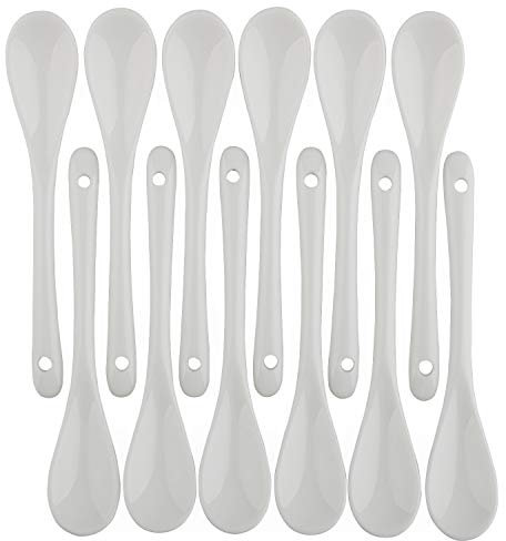 12er Set Porzellan Eierlöffel für weichgekochte Eier Kaffee Tee Desserts Keramik Löffel