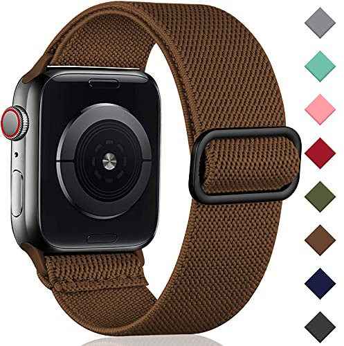 Oielai Solo Loop Armband kompatibel mit Apple Watch, 42 mm, 44 mm, 45 mm, 49 mm, Ersatzarmband, Sport, geflochten, aus Nylon, verstellbar, für iWatch SE Series 8/7/6/5/4/3/2/1, 42mm/44mm/45mm, Braun
