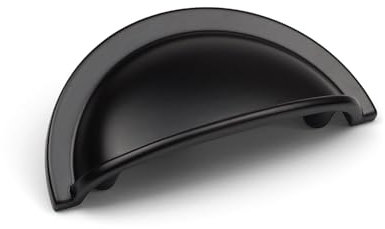 10 x 64mm Black Kitchen Cup Handle Half Moon Matt Semi Circle Pull Cabinet Cupboard Unit Door Drawer Knob Dark Furniture Replacement Upcycle Hardware