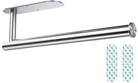 Zuvo Kitchen Roll Holder Under Cabinet – 30 cm Stainless Steel, Self-Adhesive or Screw Mount, Rustproof and Durable Solution for Paper Rolls, Silver