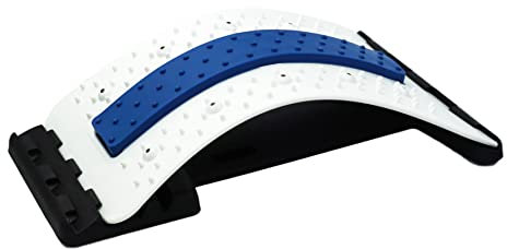 chi-enterprise Rückenstrecker Magnetfeldtherapie | Rückendehner Trainingsgerät Fitnessgerät Fitness Training Massagegerät | Entspannung und Haltungskorrektur (Weiß mit blauem Silikoneinsatz)