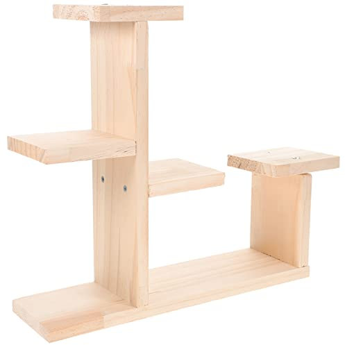 jojofuny 1 Set Alzata per Dolci in Legno Sgabello Rotondo in Legno Espositore Supporto per Vassoi a più Livelli Supporto per Piante a più Livelli Supporto per Torta Piatto Finestra di Legno