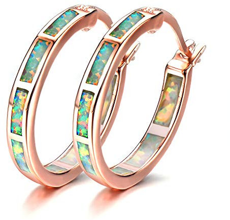 XINGNIAO Life Stage Boucles d'oreilles créoles en argent sterling 925 avec opale pour femme