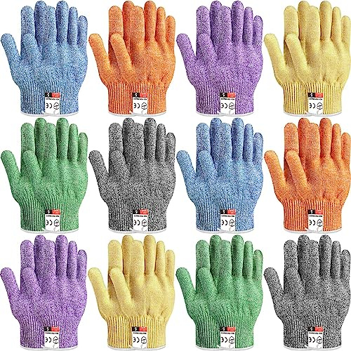Hercicy 12 Pairs Cut Resistant Gloves Level 5 Protection Safety Cutting Kitchen Cuts Gloves for Chefs Garden(Large)