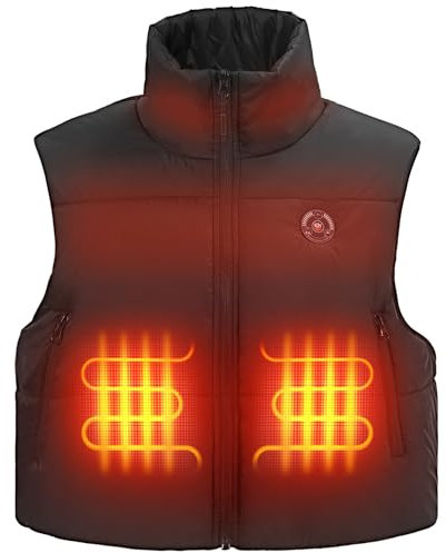 KEMIMOTO Chaleco Calefactor Mujer Batería 10000 mAh, Chaleco Invierno Termico 4 Zonas Calefactora, Repelente al Agua, Chaleco Calefactor Eléctrico Invierno USB, Moto Campin Esquí, Senderismo Caza