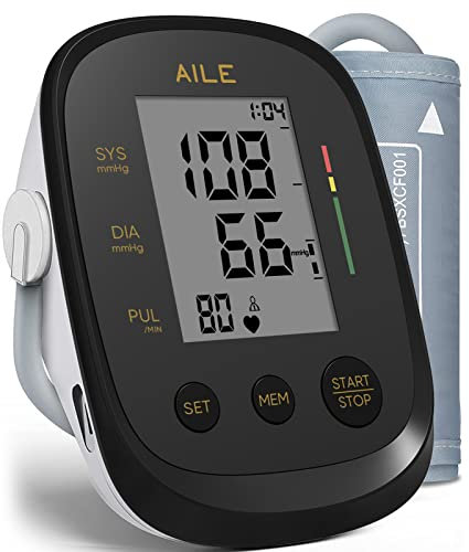 AILE Tensiómetro de Brazo Digital, Medidor Tension Arterial, Monitor De Presión Del Brazalete Tensiómetro 22cm-42cm, Aparato Para Medir La Tension Arterial (Negro)