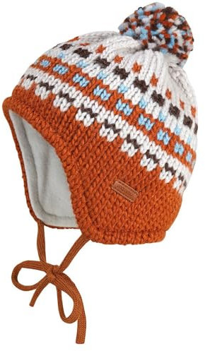 maximo Baby Boy-Mütze, ausgenäht Grobstrick, Futter Made in Germany 49 Bombay Brown
