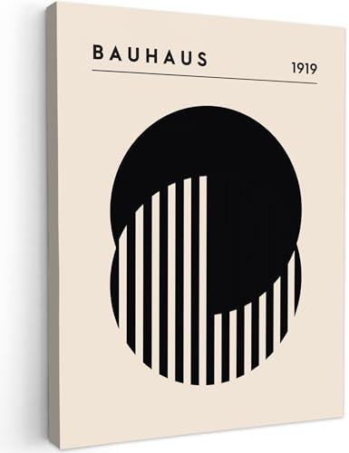 MuchoWow© Wandbilder 60x80 cm Schlafzimmer Home Deko Wohnung Bild Wohnzimmer Fotoleinwand Wand Bilder Leinwand Wall Decor Bauhaus - Retro - Schwarz - Weiß - Abstrakte Kunst