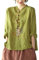 Hauts Chinois De Style Ethnique Rétro Pour Femmes Chemise Ample Et Décontractée Grande Taille Broderie Exquise Chemisier Traditionnel Hanfu (Color : Green, Size : L)