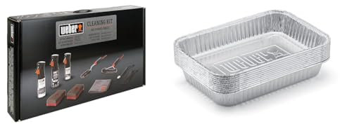 Weber Reinigungsset Emaille-Gasgrills, Multi & 6415 Small 7-1/2-Inch-by-5-inch Aluminum Drip Pans, Set of 10