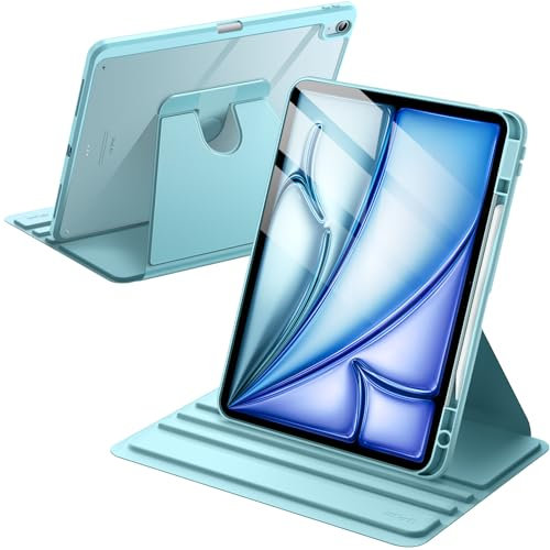 JETech Funda Giratoria para iPad Air 13 Pulgadas M3/M2 (2025/2024) con Soporte para Pencil, Carcasa Soporte Rotación de 360 Grados Protectora Respaldo Clara (Azul)