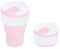 EYQ Collapsible Coffee Cup 375 ml, Silicone Foldable 12oz Coffee Mug, Reusable Tea Cup for Hot Cold Drinks for Office Fitness Gym Outdoor Sports Travel Camping Yoga, Pocket Size (WhitePink)