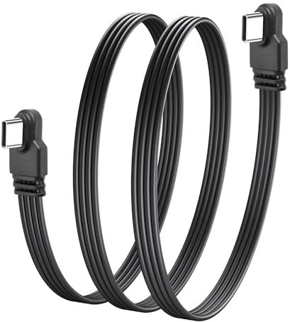 JSADZKJ Right Angle USB C to USB C Cable 90 Degree USB2.0 Male to Male Charging Cord 480Mbps Speed Short Type-C Flat Cable for Phone Tablet Laptop and More Type-C Devices 50cm/1.6ft