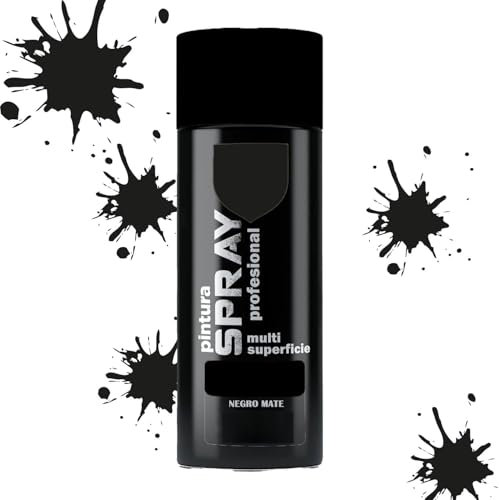 MORE FREE Pintura Spray Negro Mate de 400 ml Adecuado para las Superficies de Metal, Madera y Plástico Pack de 1 Unidad