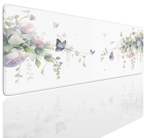 Butterfly Gaming Mouse Mat pad Extra large XXL 1400x700x4mm Keyboard Mat Desk Cover Mat Pad Soft mouse pads, Mousepad with Anti-Slip Base, Mousemat Washable Large Mouse Mats for Desk, PC, Laptop S-124