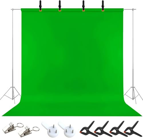 Pantalla verde, 2 m x 3 m, pantalla verde con 4 pinzas, fondo fotográfico plegable, fondo verde, tela para estudio fotográfico, vídeo, fotografía de moda, bodas, fiestas y entrevistas