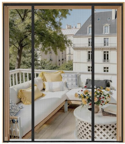 HALIDOOR Mosquitera Puerta Magnética 200x210 cm Doble Puerta, Cortina Antimosquitos Malla Resistente, Cierre Automático, Sin Taladrar, para Balcón, Cocina, Puerta Corredera y Terraza, Negra