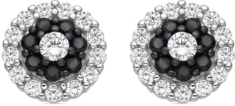 LUXENTER Ohrringe aus 925er-Sterlingsilber mit Onyx-Zirkonia, rhodiniert, Schwarz, kleine Ohrringe, Schmuck für Damen, Modell Ziadri