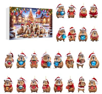 SERUCARY 24 Pezzi Calendario Avvento Natale Calendario Animali Portachiavi Acrilico Ciondolo Giocattolo per Bambini Ragazzi Ragazze Adolescenti, Impostato B