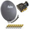 Fuba Antenne 74x84 cm Alu Anthrazit DAA 780 + Premium X Deluxe Quad LNB 0,1 dB + 8X F-Stecker