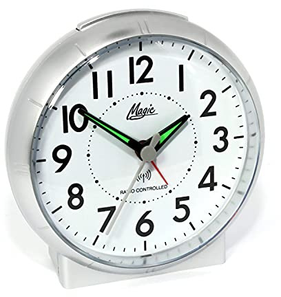 Magic Funkwecker Silbern Rund mit Licht Snooze - 1897/19 M