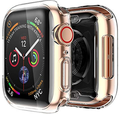 Uluck Schutzhülle für Apple Watch 4 mit eingebauter TPU-Displayschutzfolie – Rundum-Schutzhülle, ultradünnes HD-Cover für Apple Watch Serie 4